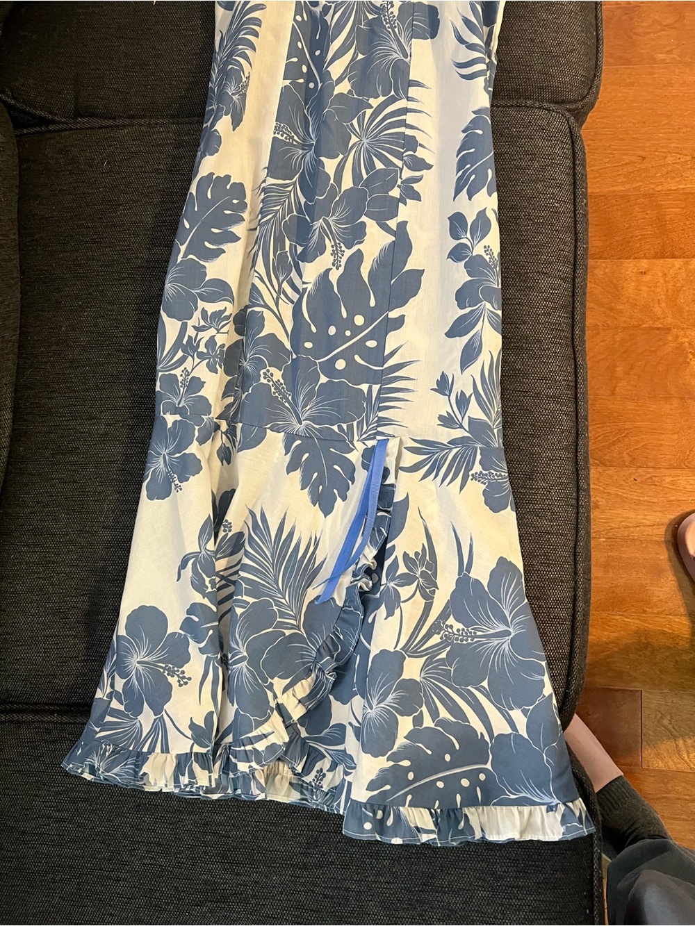 Casual Girls Blue Floral Ruffle Hem Dress